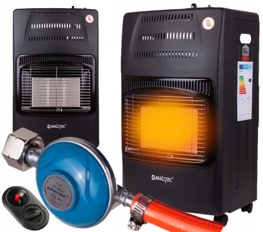 Plynová Pec Plynový Ohrievač Na Fľaše 13 kg 65 m2 Lpg Piec 4,2 kW Hadica Reduktor