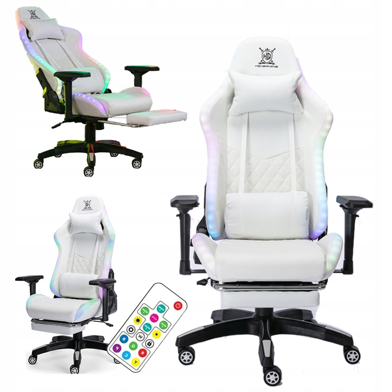 FOTEL GAMINGOWY BIUROWY KRZESŁO OBROTOWE GRACZA FOTEL RGB LED + PILOTEM