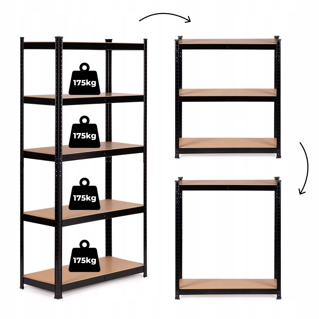 Kovový regál do skladu, garáže, sklepa 180x90x40 cm, 5 polic, nosnost 875 kg Model