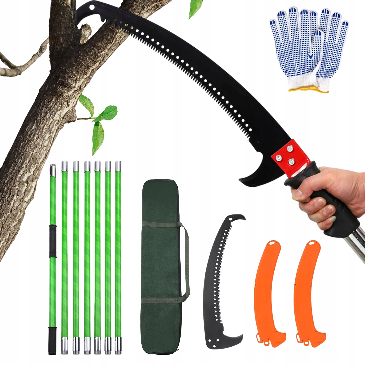 Teleskopová Pila S Nůžkami Na Prořezávání Stromů, 8 M, Přenosná