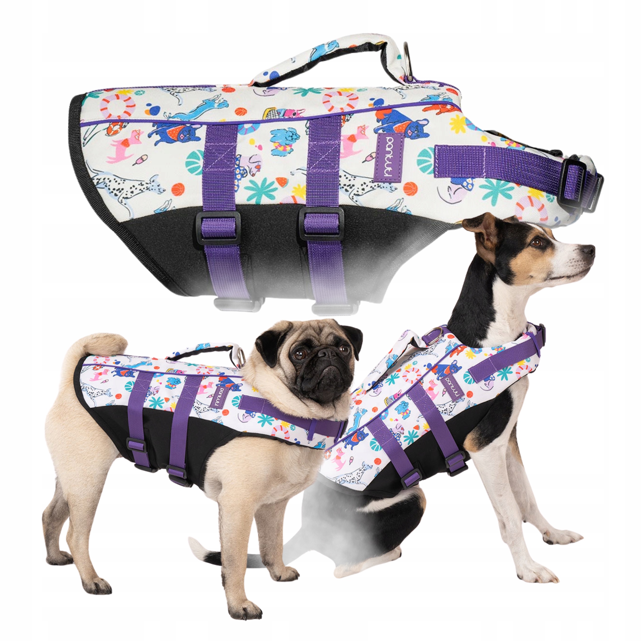 Levně Kapok pro psa záchranná vesta do vody s pejsky Letní Harce M