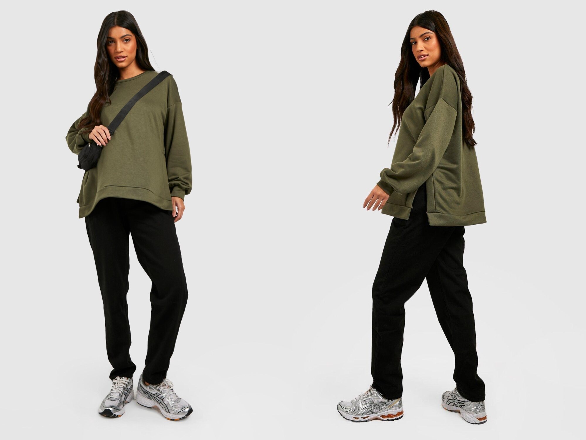 BOOHOO ciążowe czarne spodnie jeansowe 44