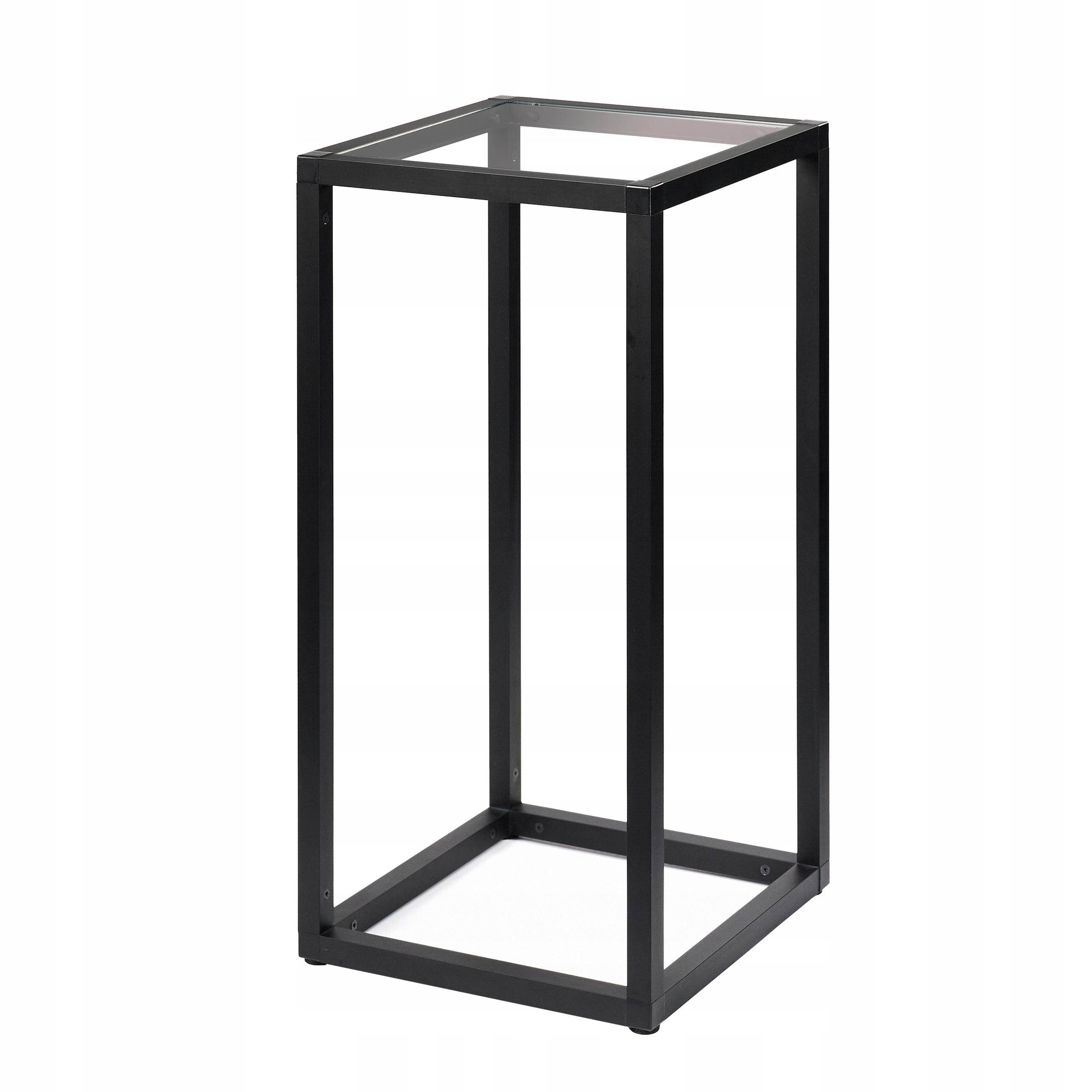 Aluminiový Držák Na Květináč Loft Stojan Černý Mat 250x250x500 Skleněná Deska