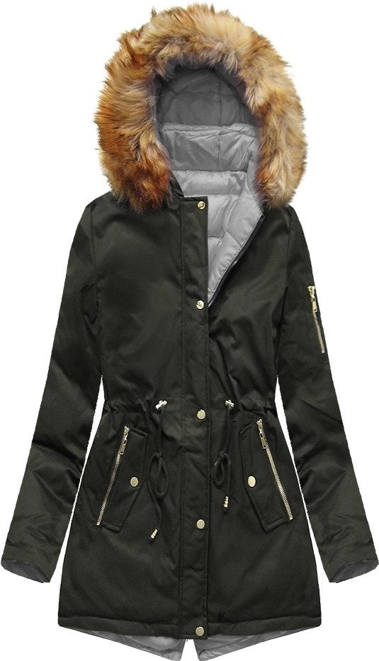 Oboustranná Parka B2636 Army/šedá XL (42)