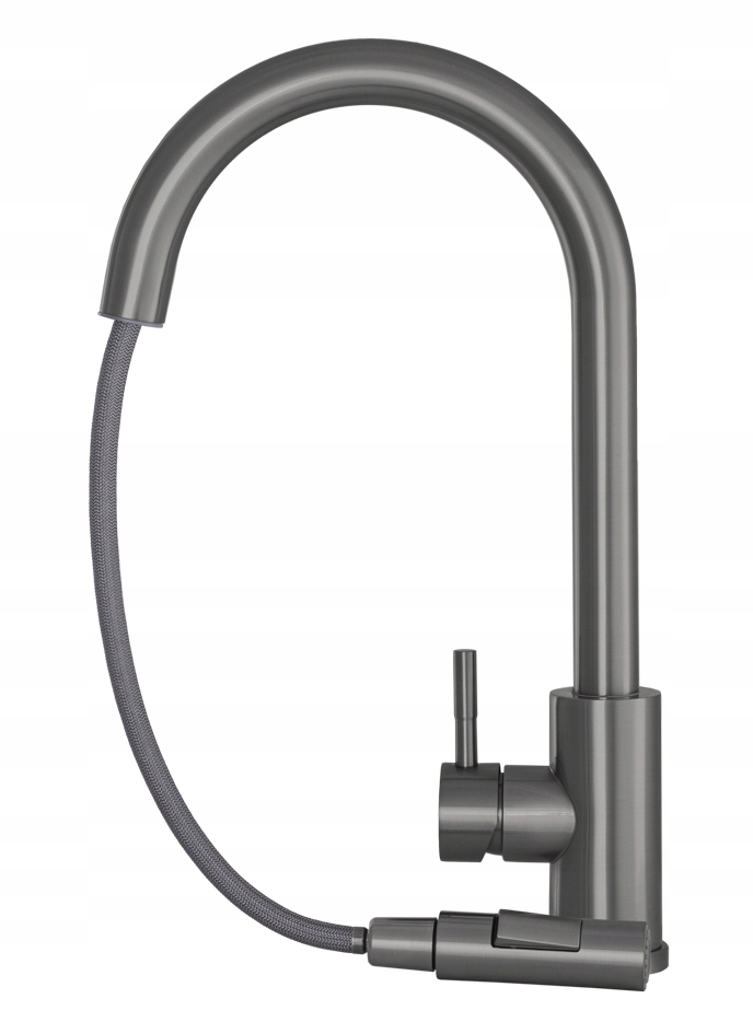 Kuchynská Batéria S Výsuvným Výtokom Gun Grey Metalíza Kohútik Oceľ Snake Slim