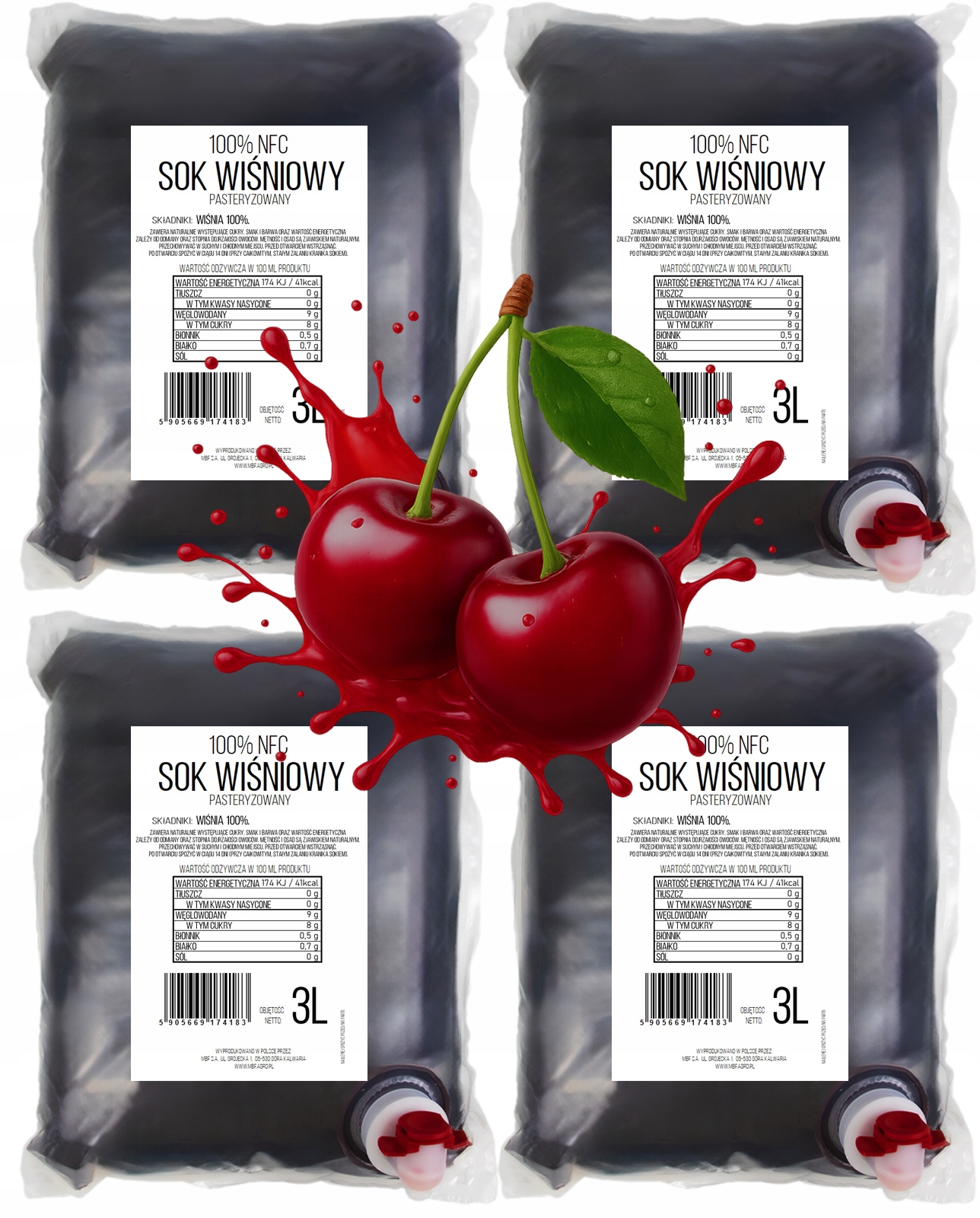 Levně Set Třešňový Šťávový Lisovaný 100% Nfc Pure Press višeň 100% 4 x 3L