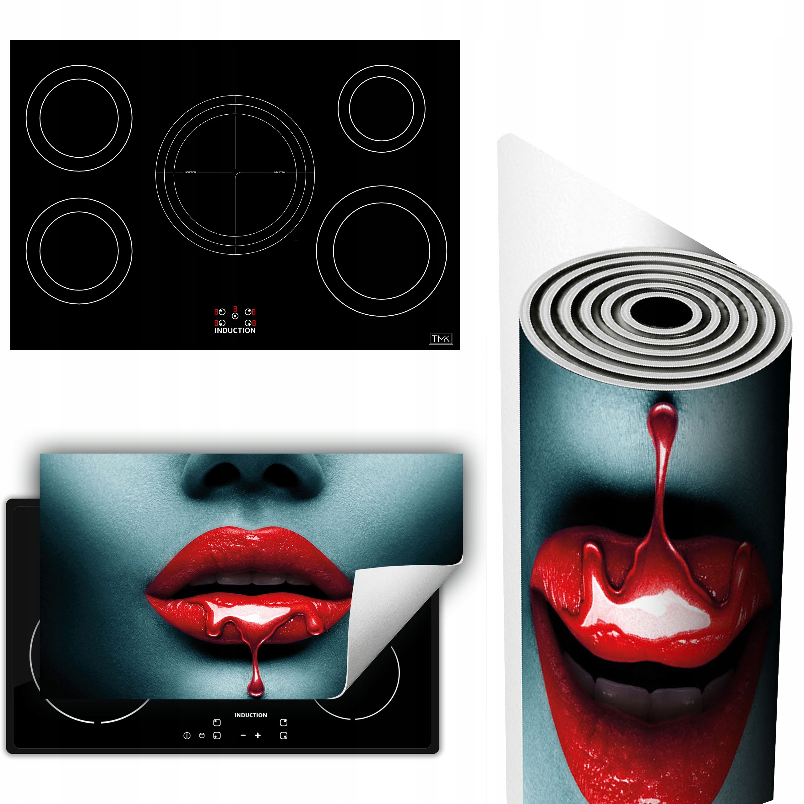 Vinylová Podložka Ochrana Kuchyňské Desky 90x52 červená ústa