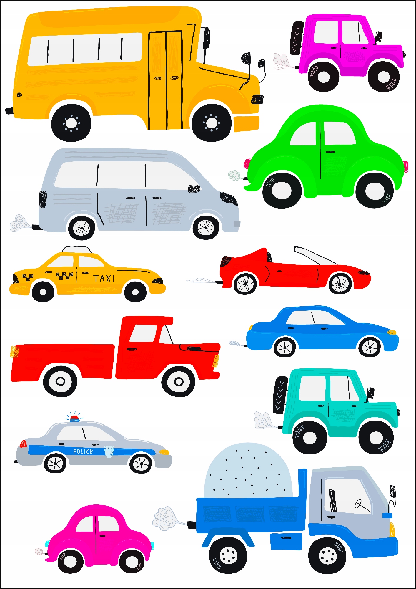 

PK15BT Tatuaże tymczasowe Samochody Autka zmywalne