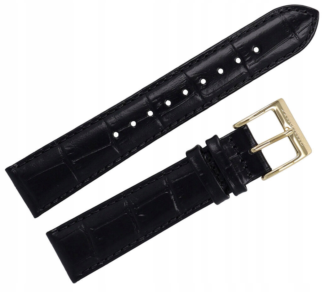 Černý Polomatný Kožený Zúžený Pásek Pro Hodinky Atlantic 20 mm Krokodýl