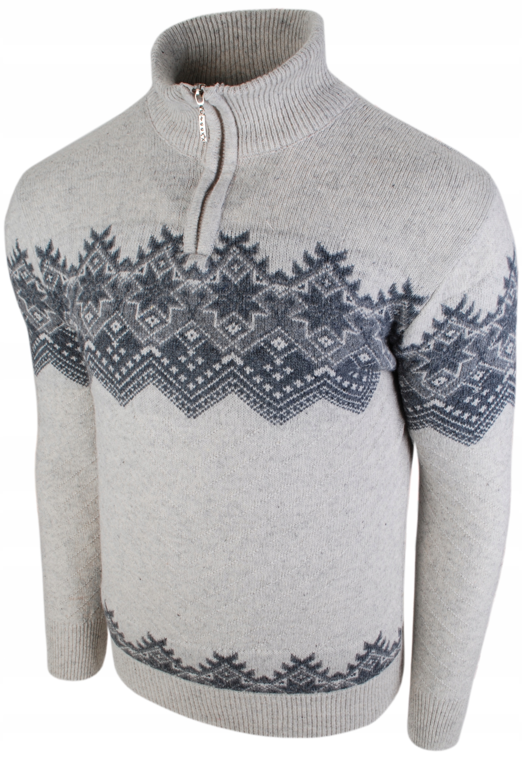

XL-Wełniany sweter-półgolf wzór norweski turecki