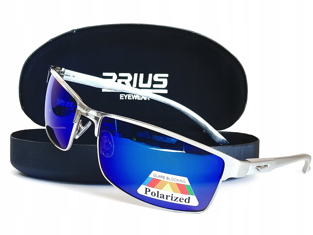 OKULARY MĘSKIE POLARYZACYJNE AVIATOR FLEKS ETUI Fason pilotki (aviatory)