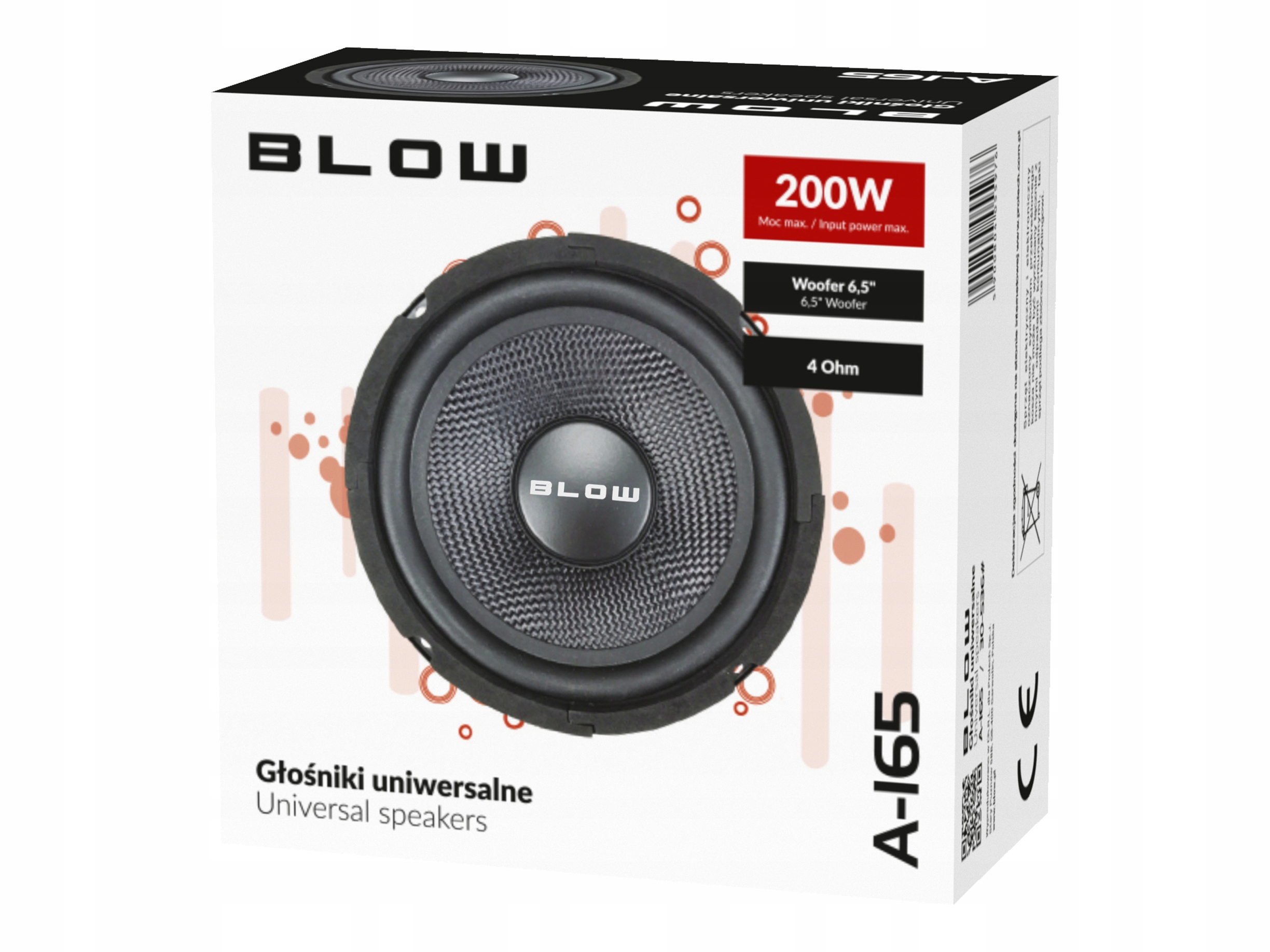 MOCNY GŁOŚNIK SAMOCHODOWY BASOWY WOOFER 200W 6,5" 165mm 16,5cm Kod producenta 30-536#