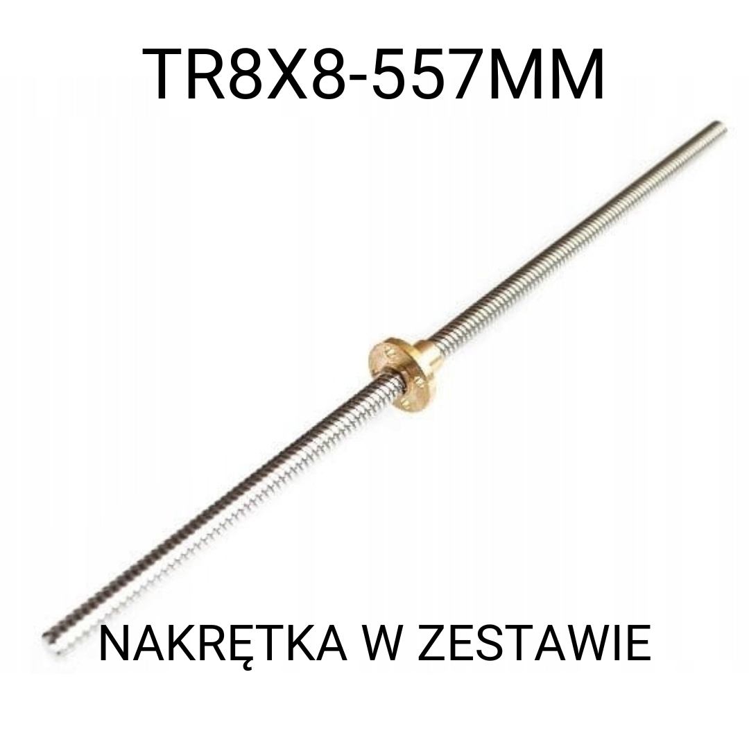 Trapézový šroub Acme 8 mm tr8x8 -557 mm matice