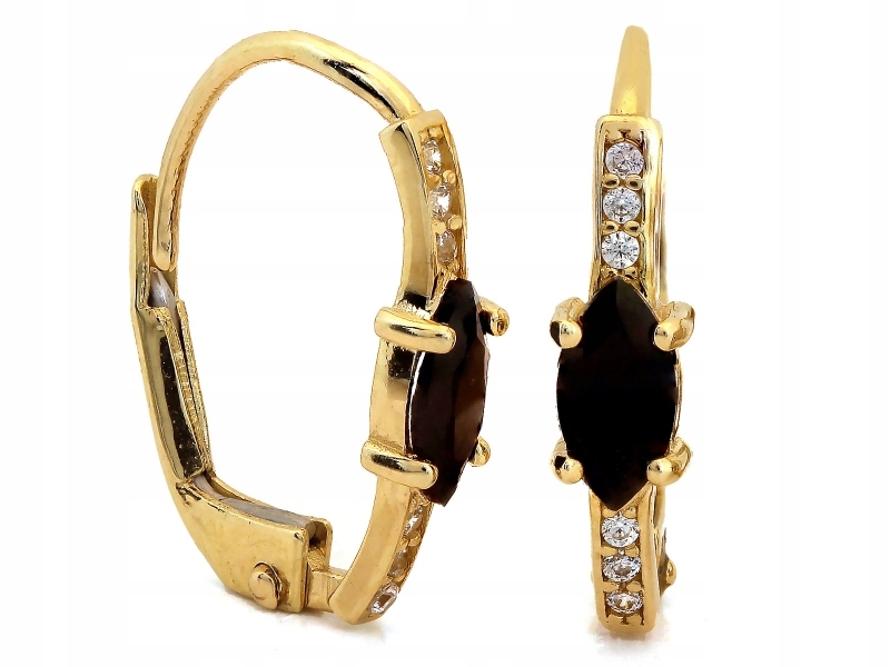 Náušnice ze zlata 585 s černými zirkony pro módní maminku od klenotníka 14k