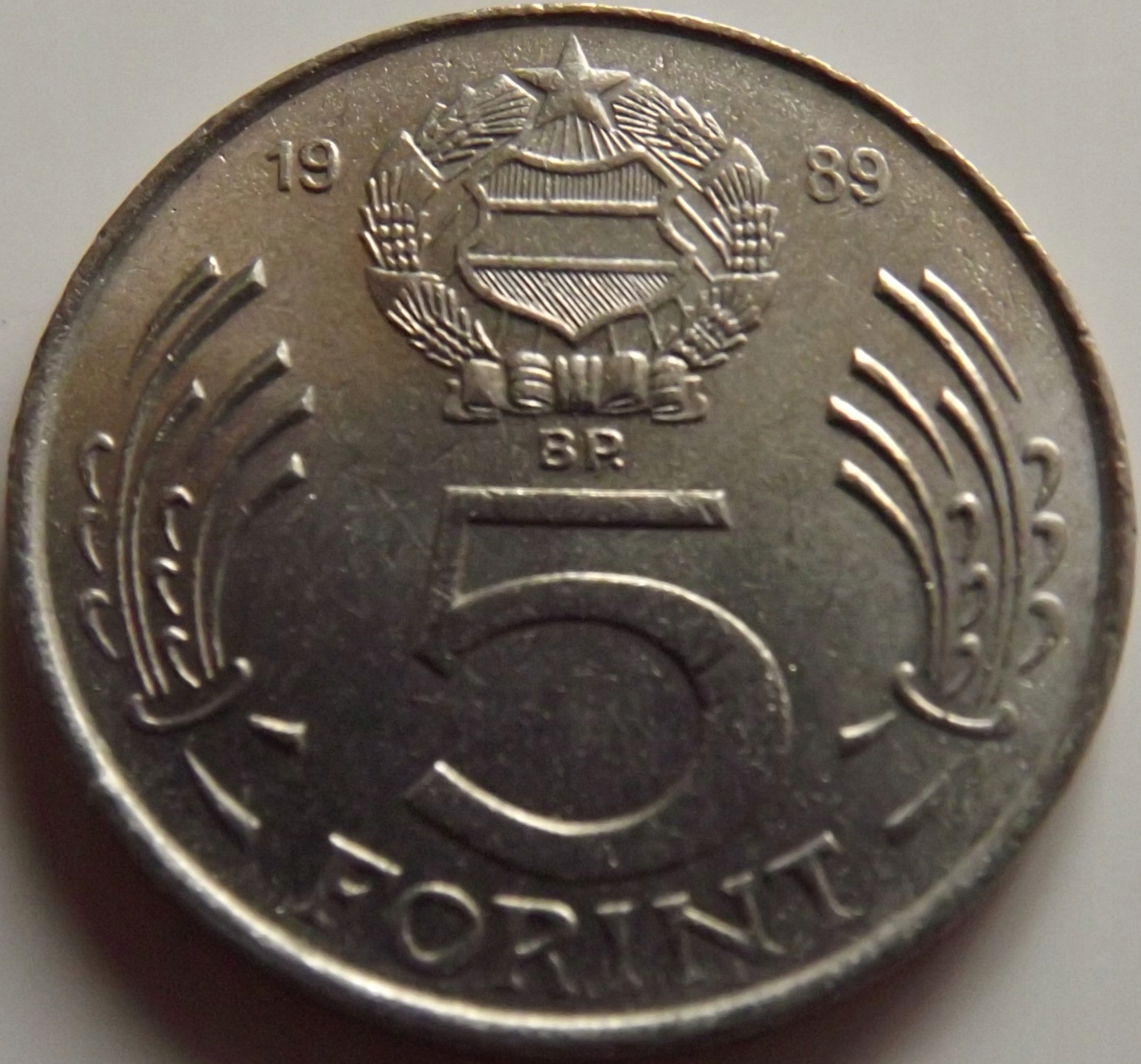 Węgry 5 Forint 1989 KOSSUTH st. 2+/2