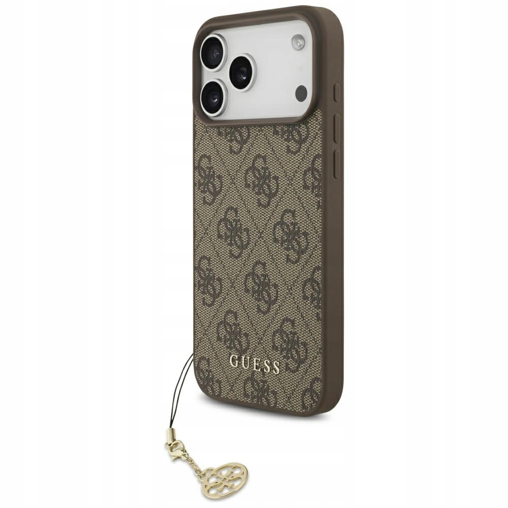 Etui Guess 4G Charms Collection MagSafe na iPhone 17 Pro Max brązowe