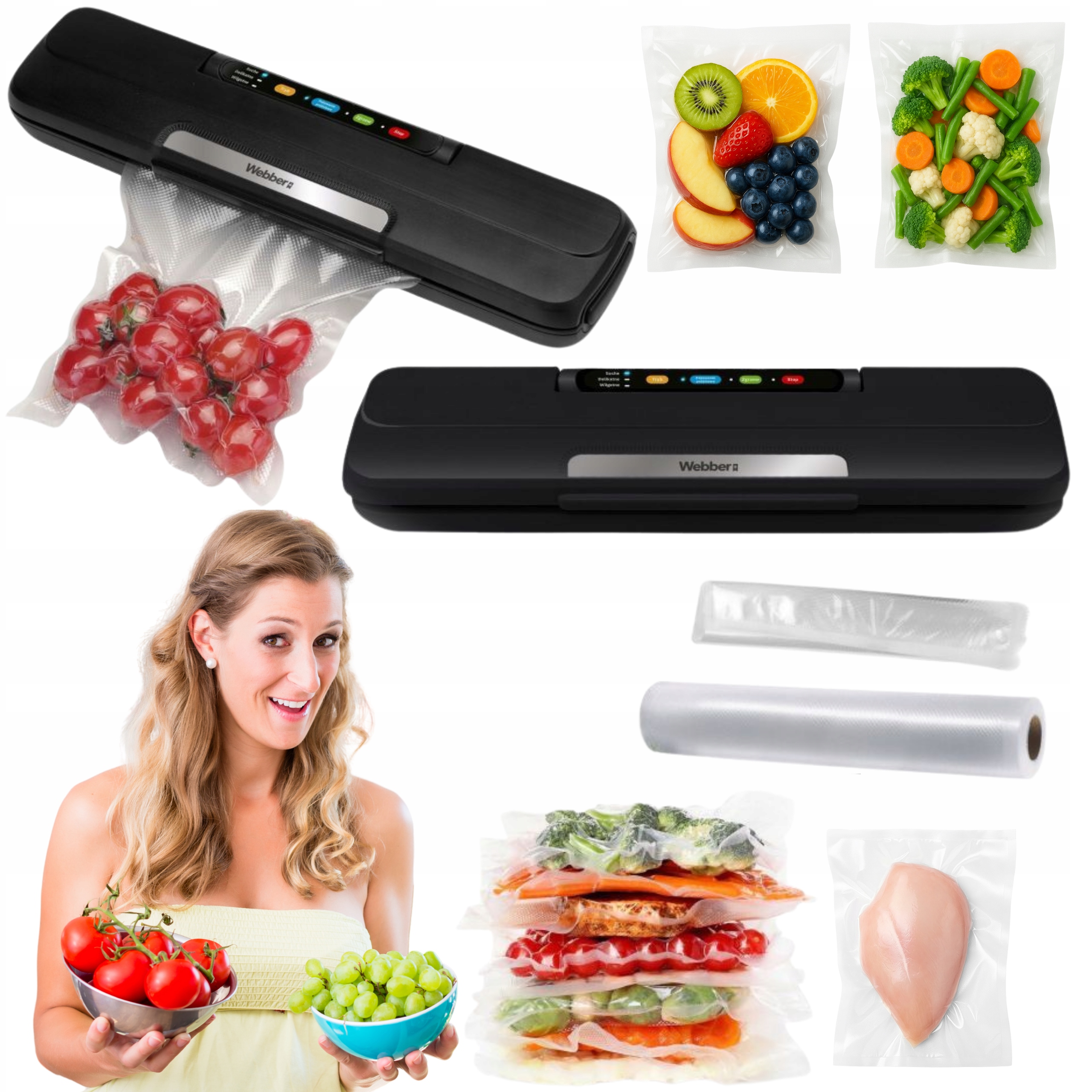 Vakuová Svářečka Balicí stroj na potraviny 120 W Černá Dárek