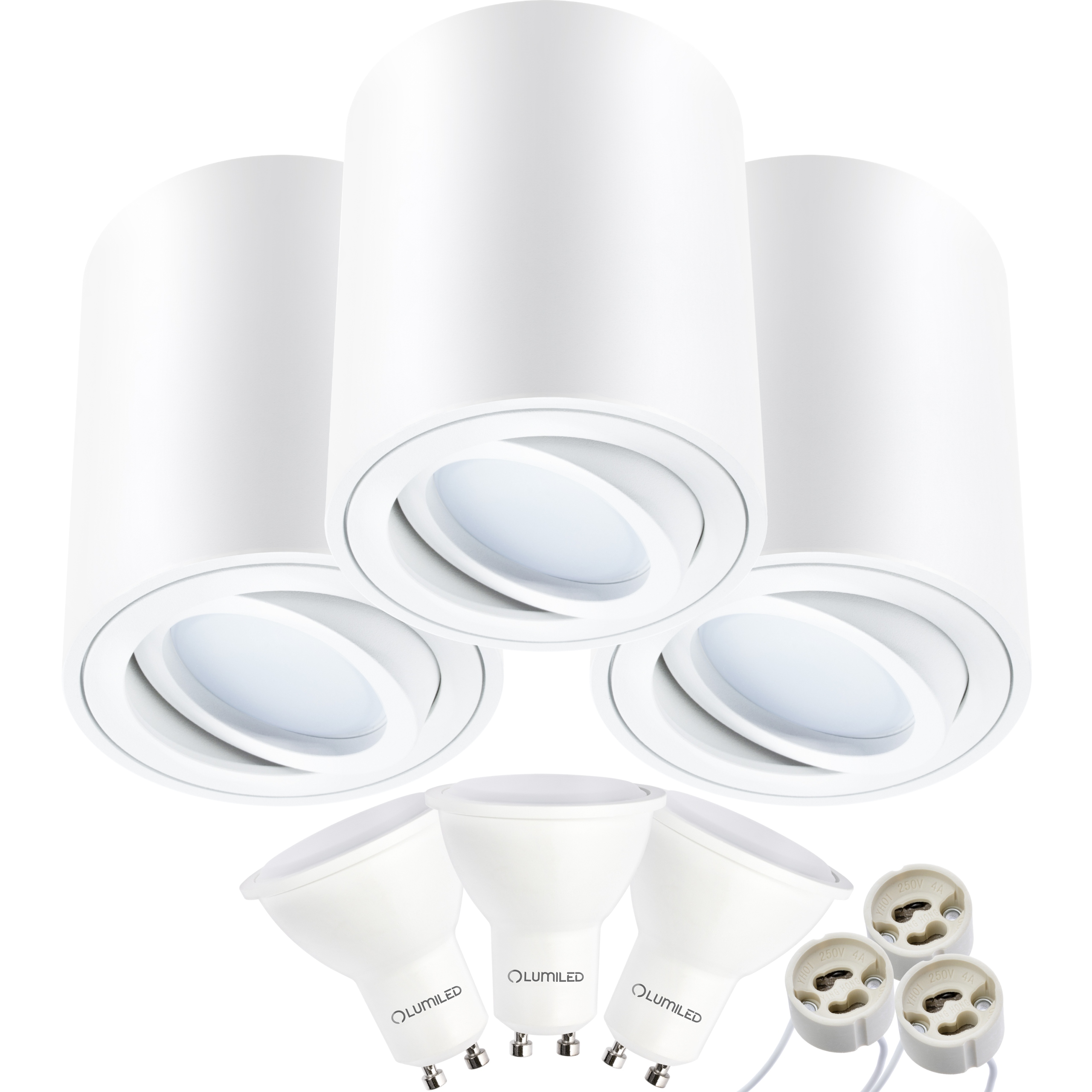 3x Oprawa Natynkowa HALOGENOWA SPOT TUBA +LED GU10