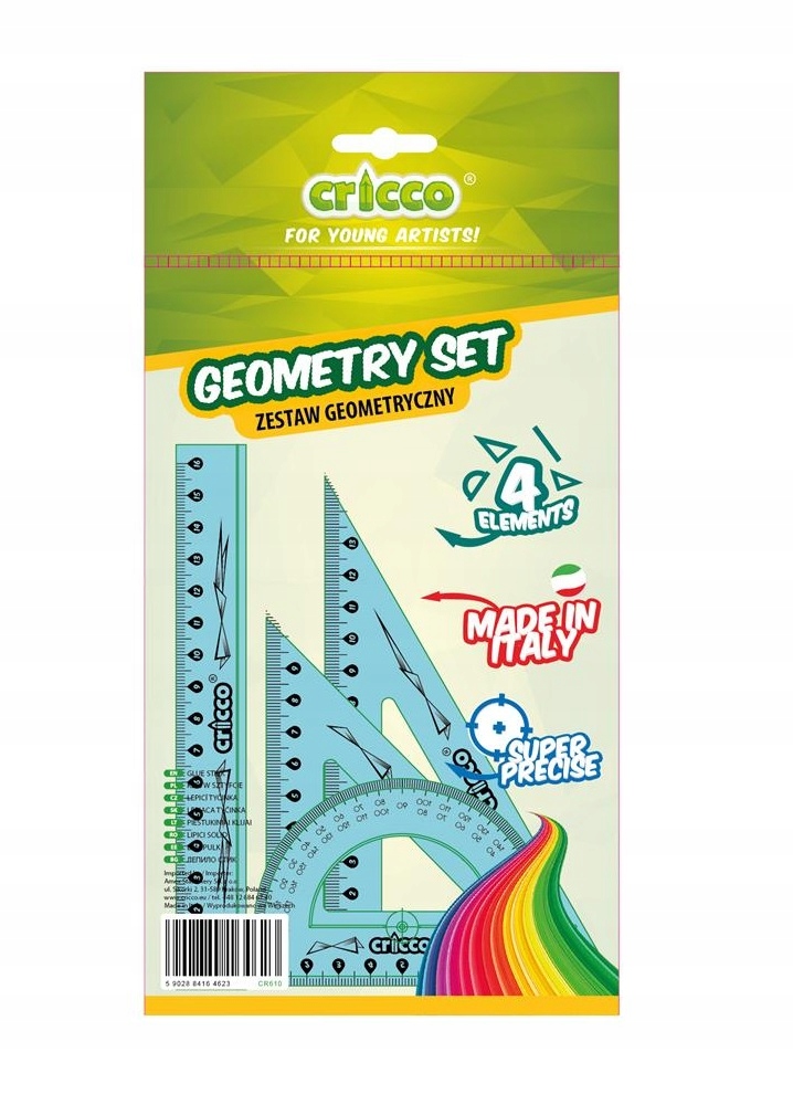 

Zestaw geometryczny szkolny 4 elementy Cricco