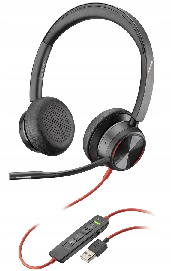 Drátová sluchátka Premium Poly Blackwire 8225 Usb Anc 772K2AA pouzdro