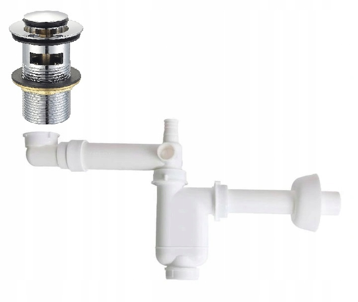 SYFON OSZCZĘDZAJĄCY MIEJSCE+KLIK-KLAK Z PRZELEWEM CHROM