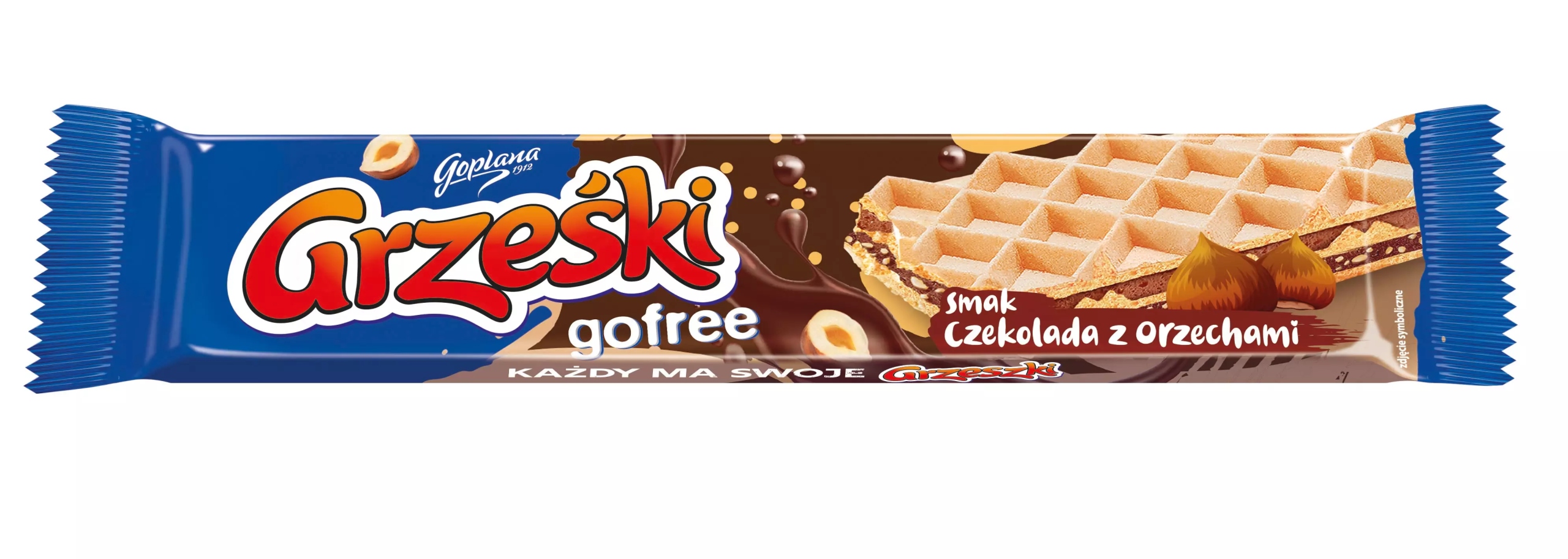 Levně Goplana Grześki Gofree Oplatek plněný krémem Čokoláda Ořech 33g 35 ks