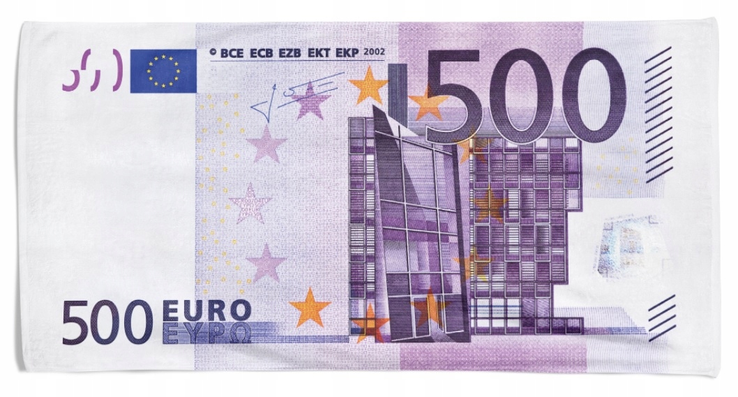 

Ręcznik 500 Euro banknot kasa 70x150cm bawełniany