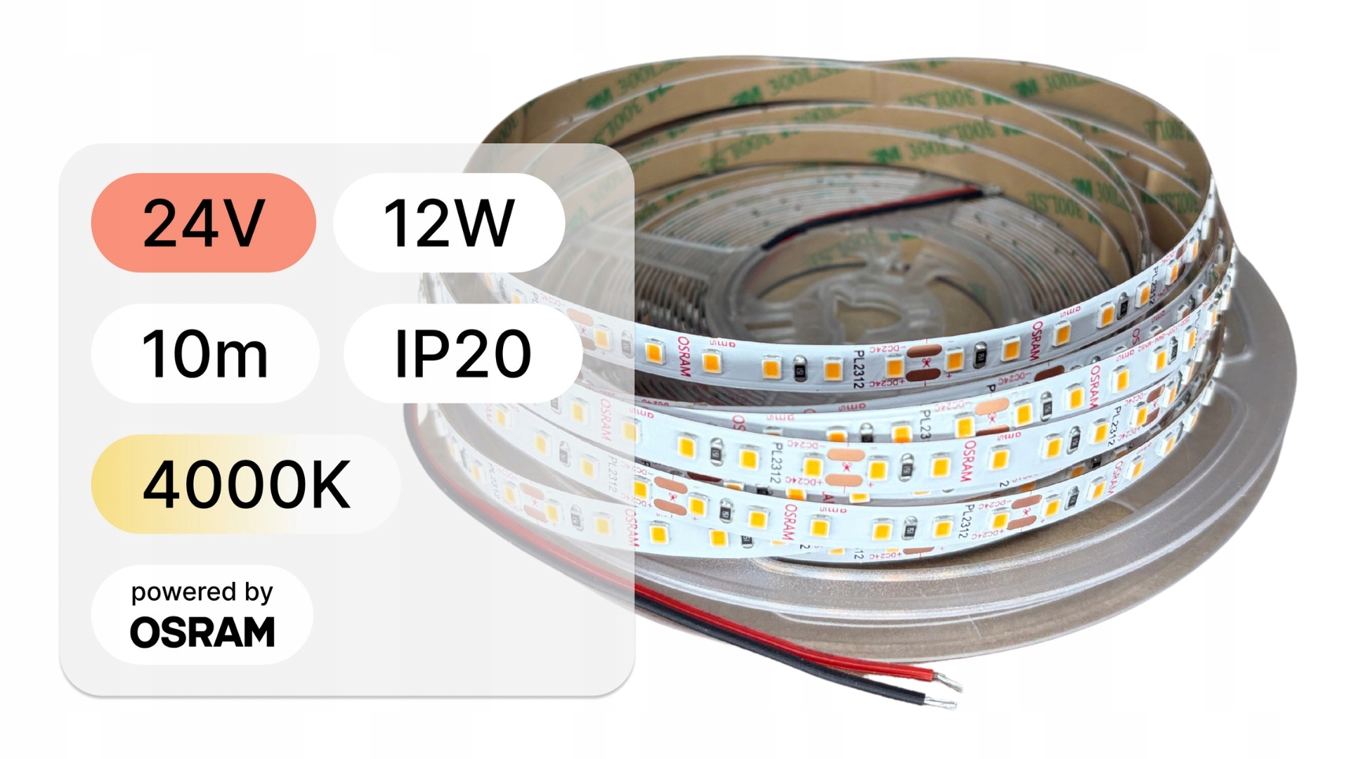 Led Páska Osram 2835 12W 24V IP20 120LED/m 4000K neutrálna RA>92 rolka 10mb