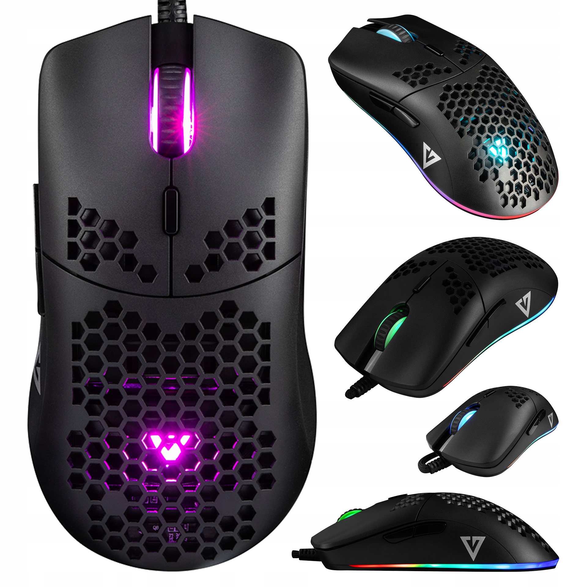 Drátová Myš Rgb Podsvícení Ultra Lehká Váha 72 g