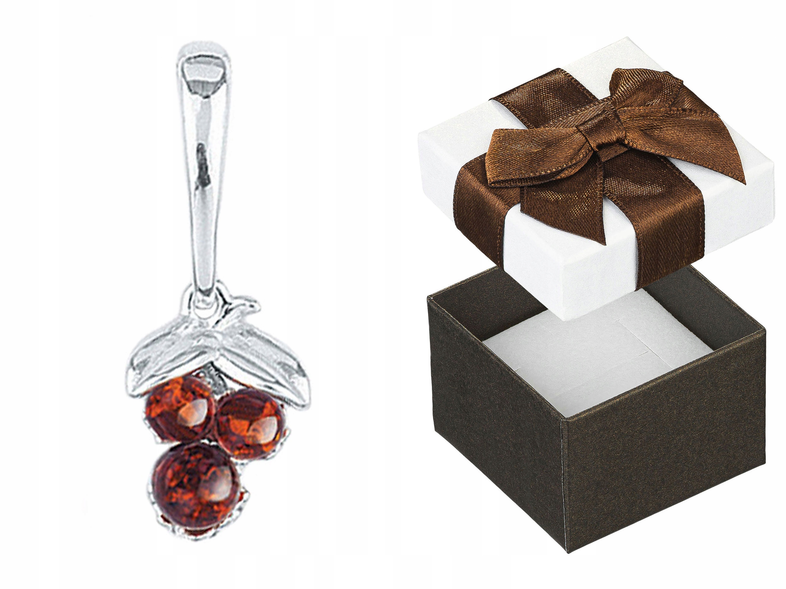 Stříbrný přívěsek Winogronová kostka s jantarem Dámský Přívěsek Hroznové Víno 925