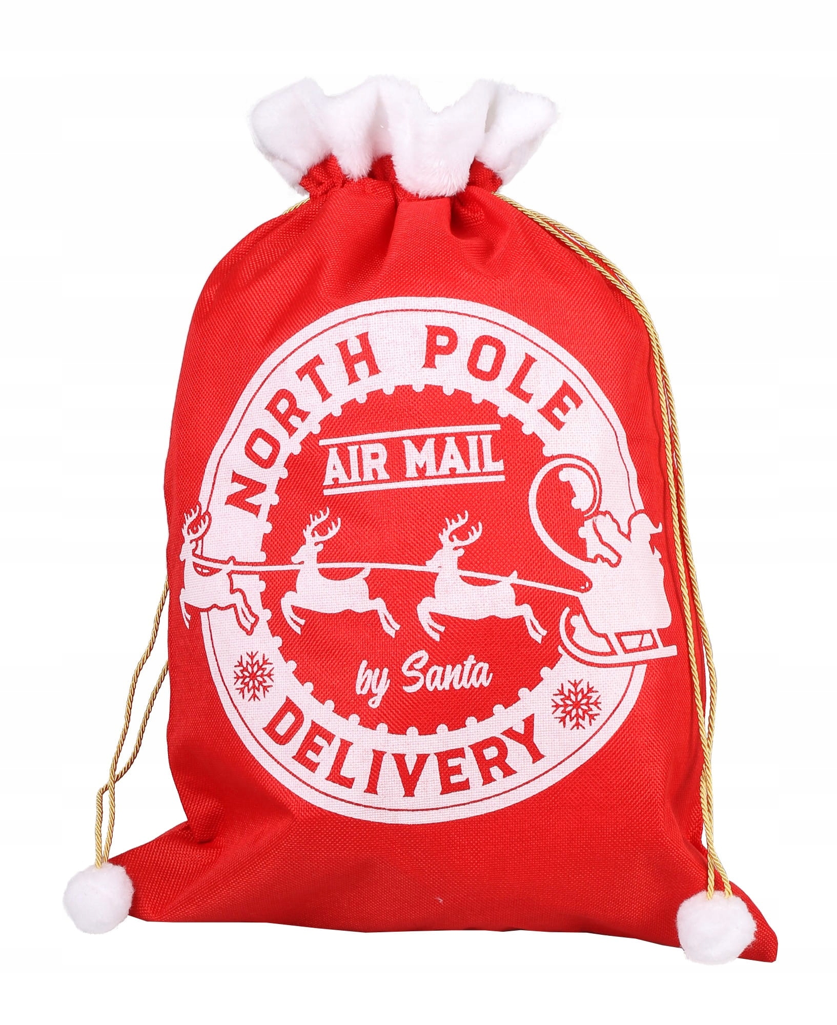 WOREK PREZENTOWY NORTH POLE CZERWONY PLUSZ 60X40 cm