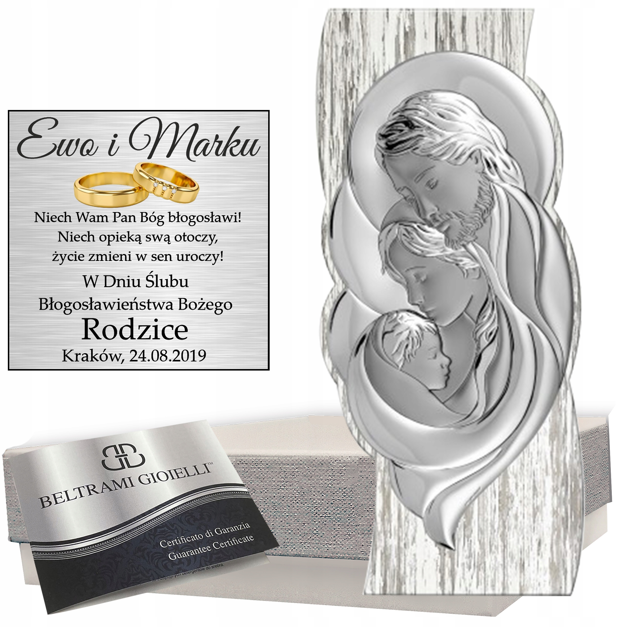 Stříbrný obraz Svatá rodina dárek Svatba Svaté Přijímání