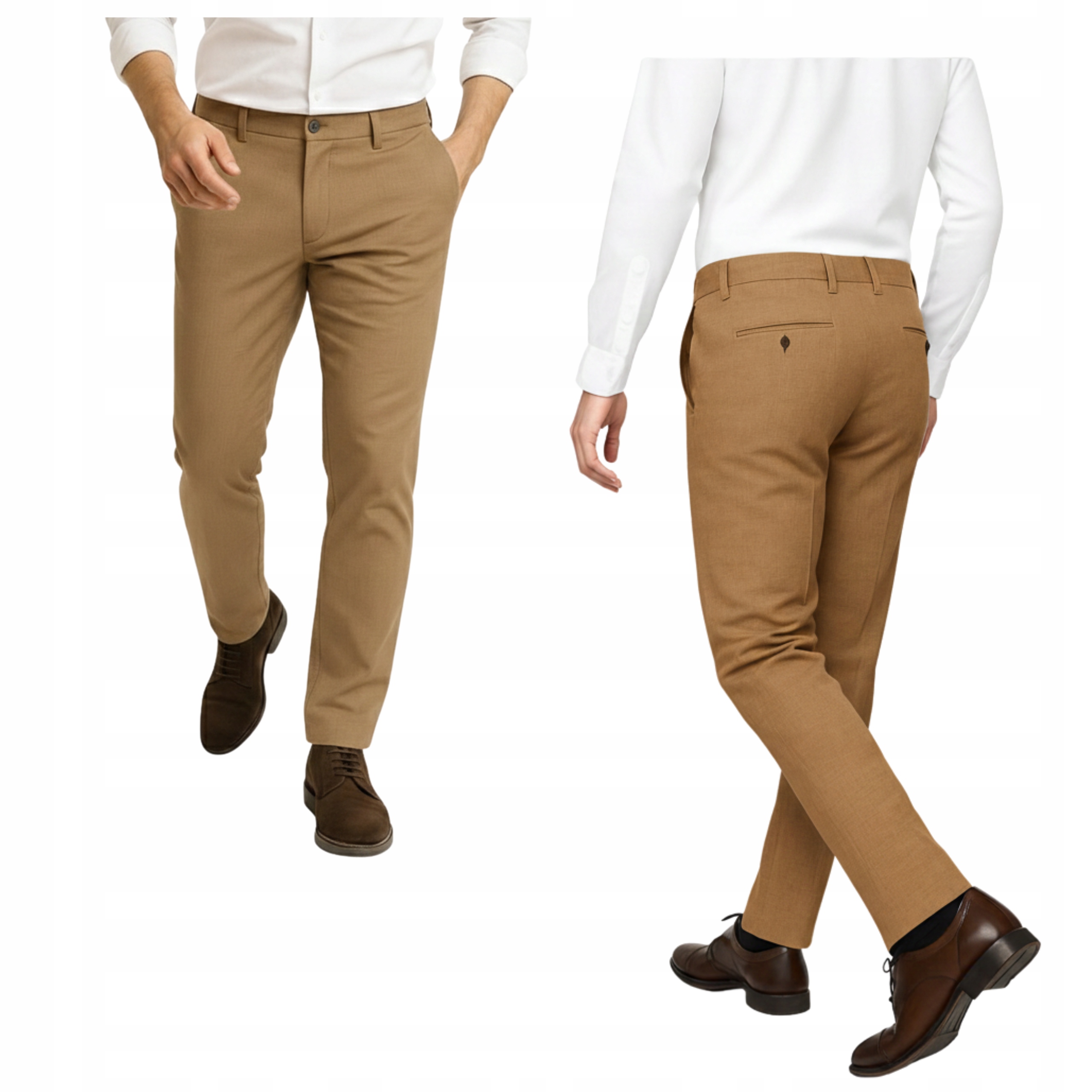 Męskie spodnie Camel proste wizytowe W38 L32 Espada