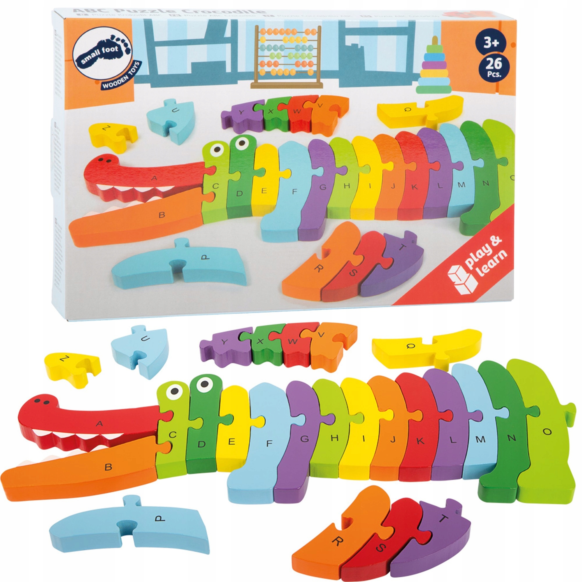 

Drewniane Puzzle Krokodyl Alfabet Nauka Literek