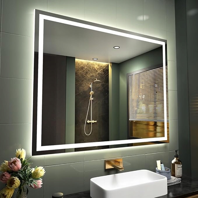 Lustro Ganpe Led ręcznie falowane, z Bluetooth, podświetlane (100 x 80 cm)
