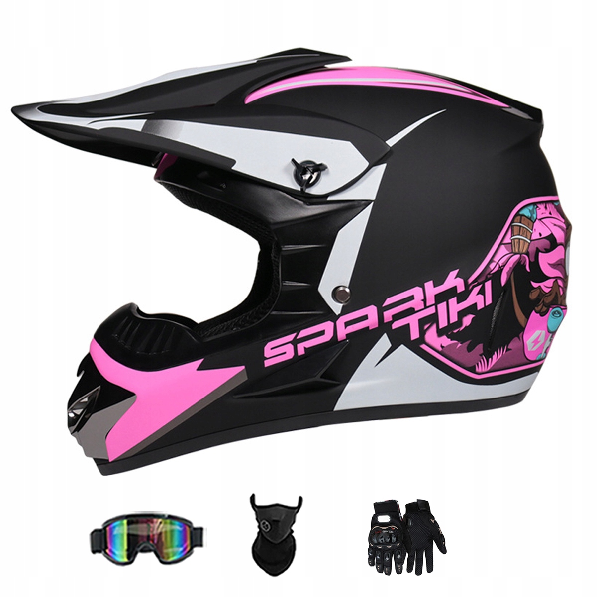 Motocyklová Přilba Lehká Enduro Quada Brýle Rukavice Maska M