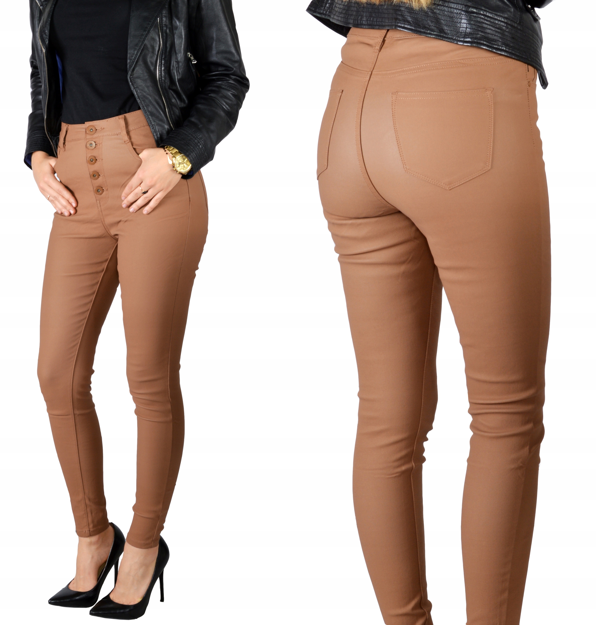 

Damskie Spodnie Modelujące Eco Skóra Wysoki Stan