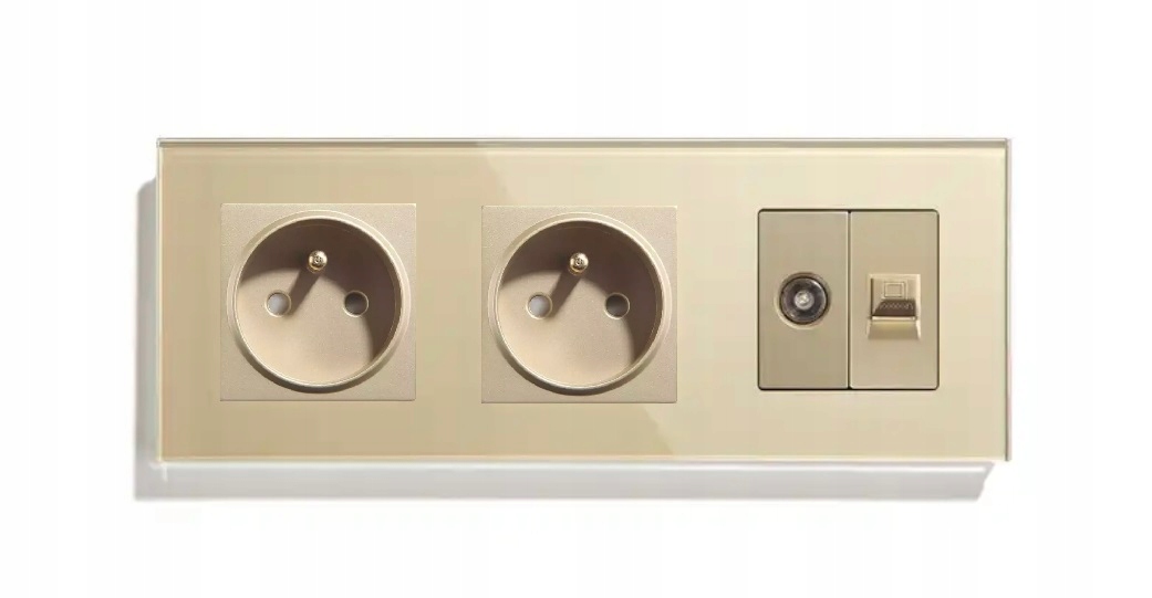 Elektrická Skleněná Zásuvka Trojitá Tv/internet 228 mm Kontakt 16A