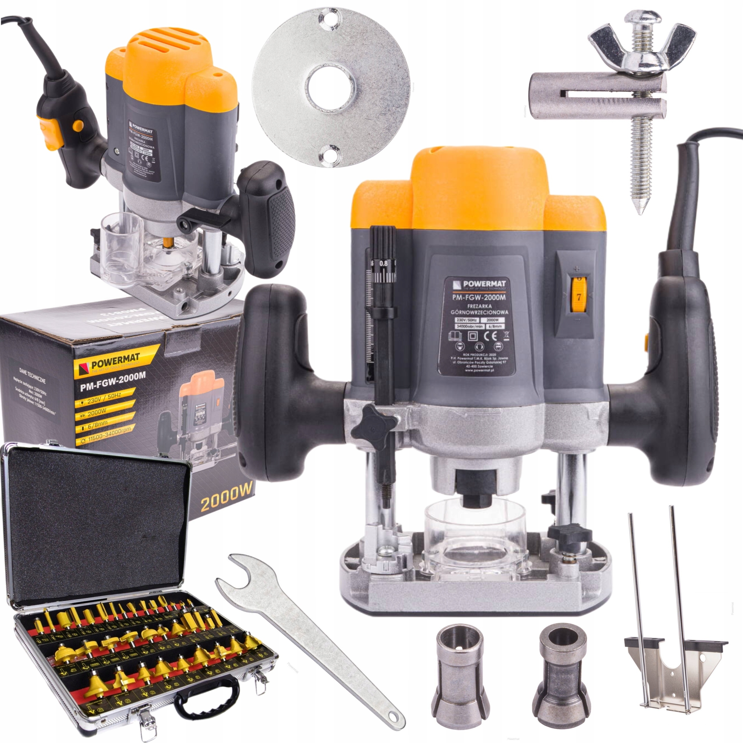 FREZARKA GÓRNOWRZECIONOWA KRAWĘDZIOWA WYCINARKA 2000W 6/8mm + FREZY 35szt