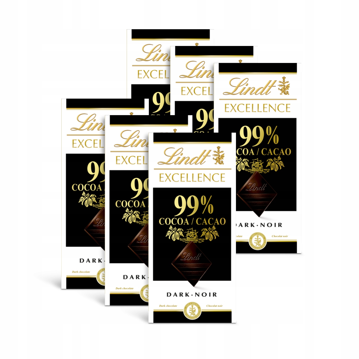 Zestaw Lindt Excellence 99% kakao czekolada ciemna gorzka 6x50g