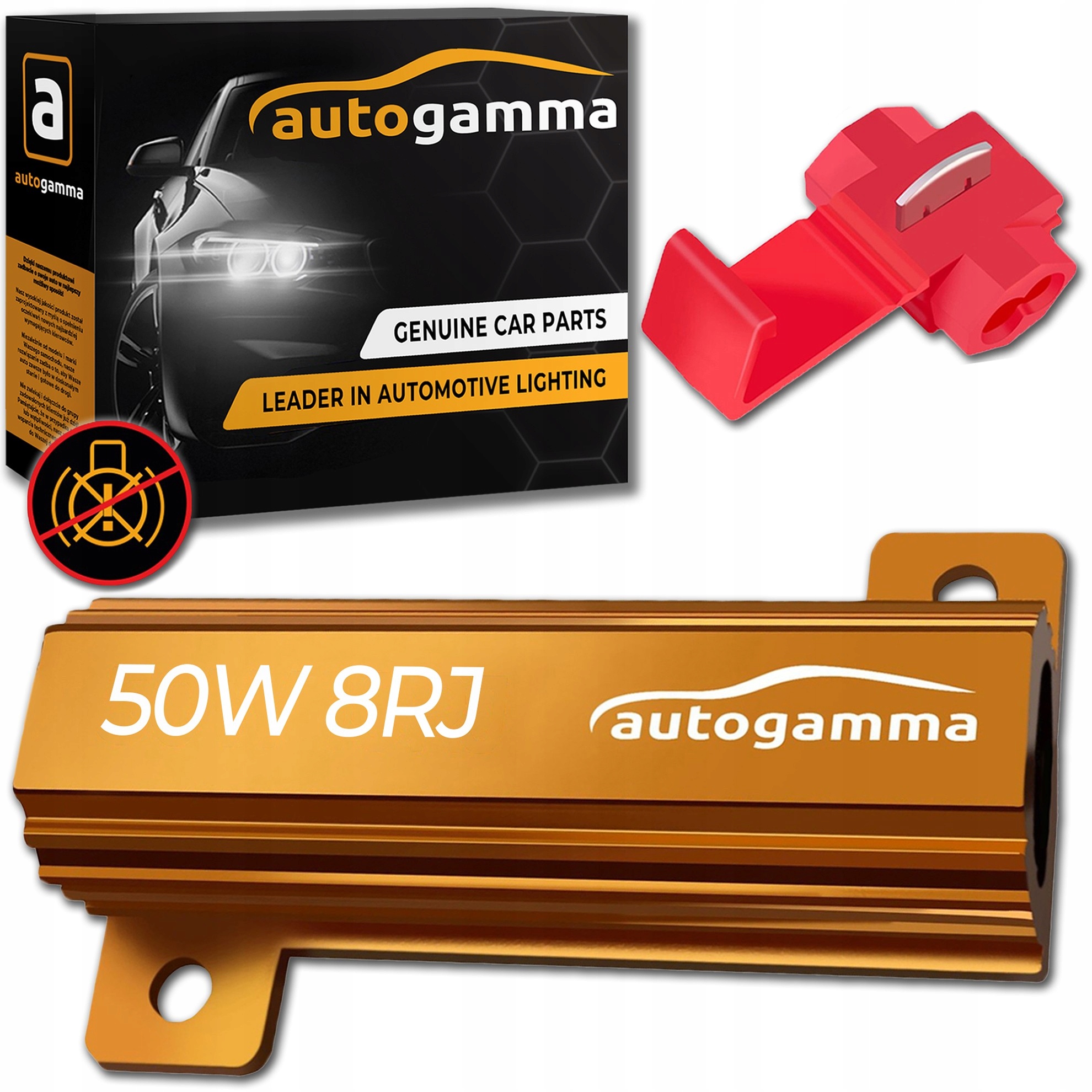 Rezystor 50W 8 Ohm filtr Canbus Led opornik błąd spalonej żarówki 12V