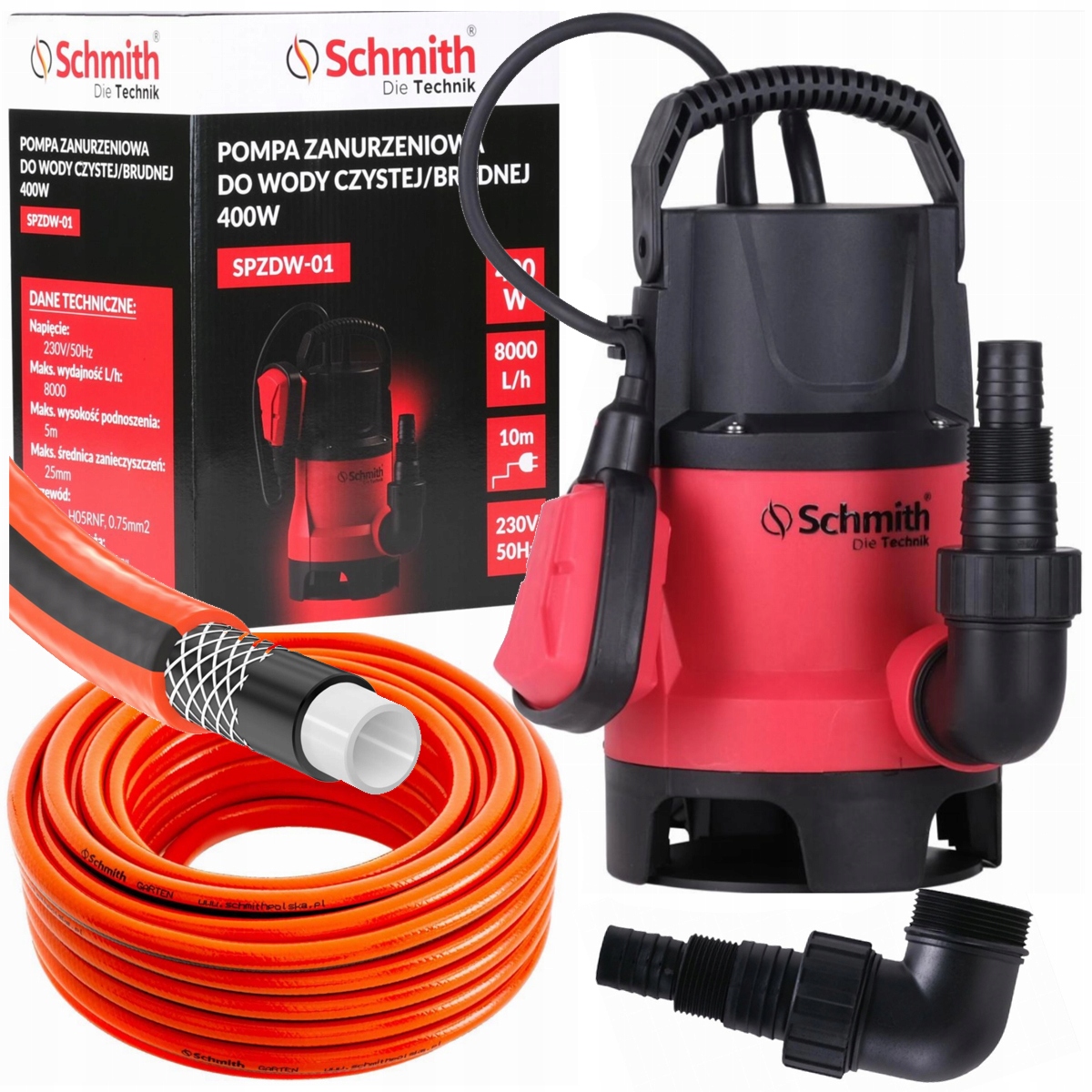 Pompa do brudnej wody 400W z wężem 10m