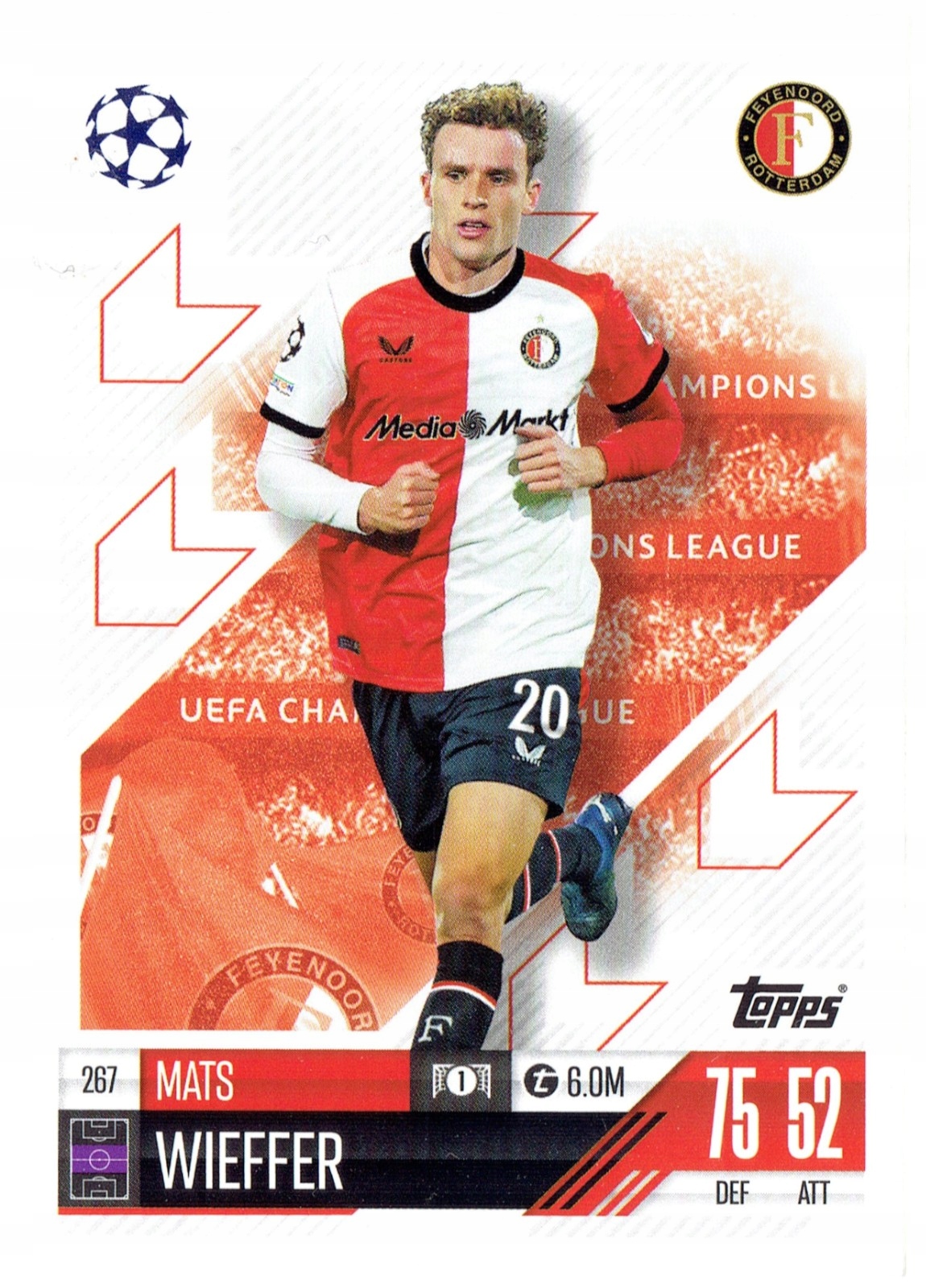 Topps Match Attax 2024-2025 Base Card 267 Mats Wieffer Feyenoord