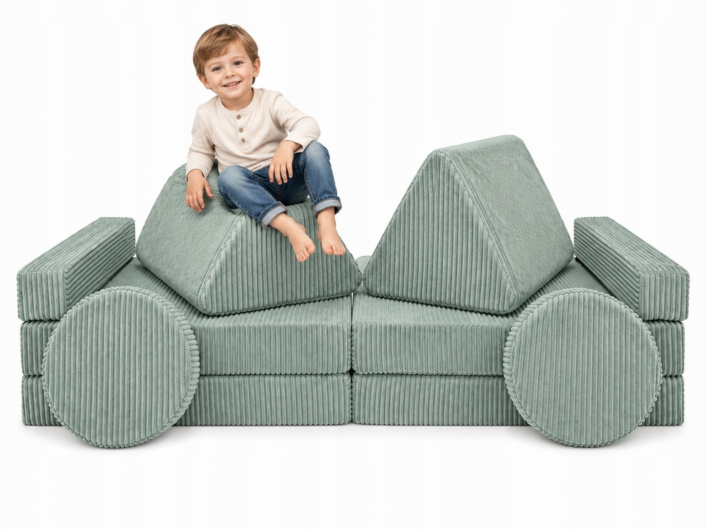 sofa modułowa kanapa wielofunkcyjna elementy klocki piankowe miętowy Fimex