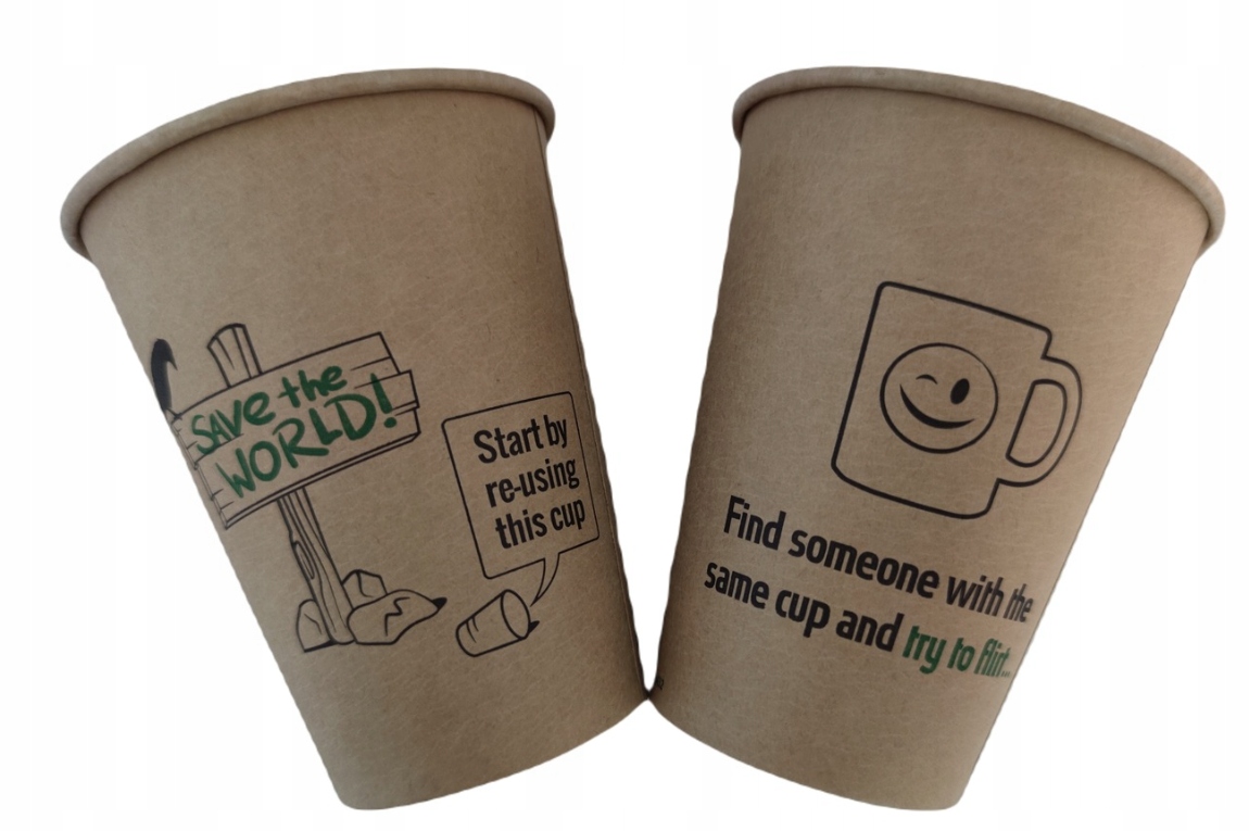 Kubki papierowe BIO PURE kraft 300/360ml fi9 60szt + opłata SUP Marka Papstar