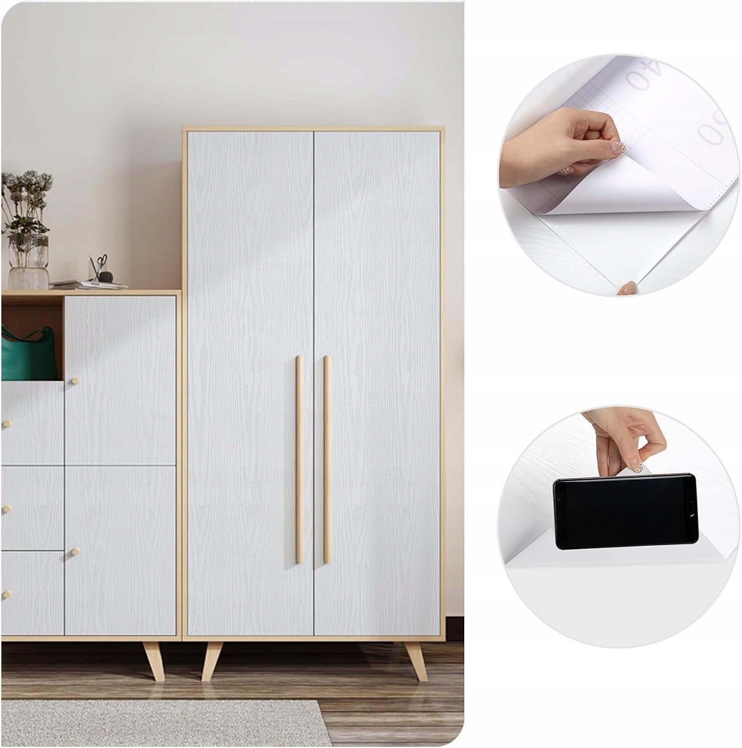 SAMOPRZYLEPNA MEBLOWA OKLEINA NA MEBLE FOLIA BIAŁY DĄB 60cm x 10m Liczba m² w ofercie 6 m²