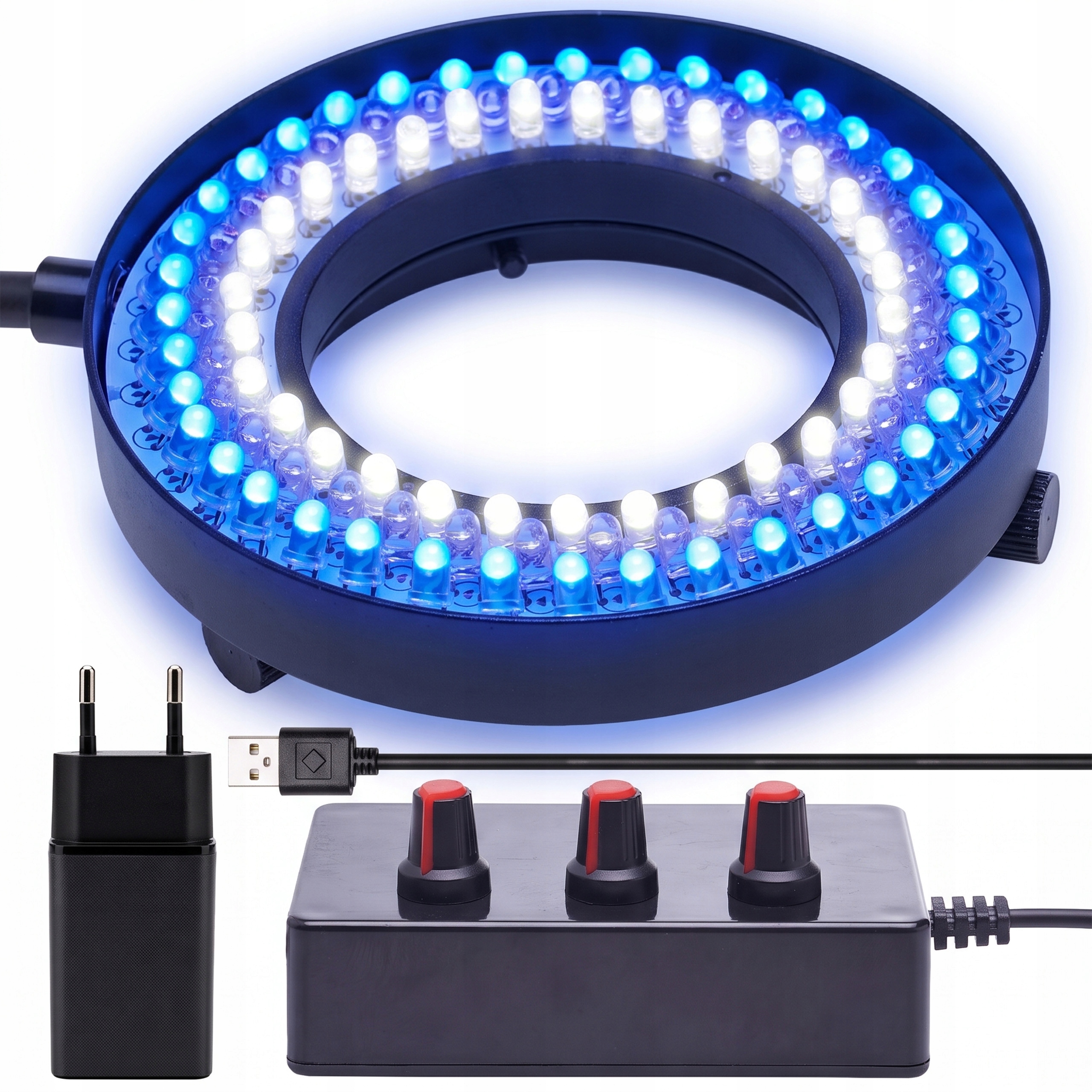 Regulovatelné Barevné Osvětlení Pro Mikroskop Kroužková Lampa 105xLED