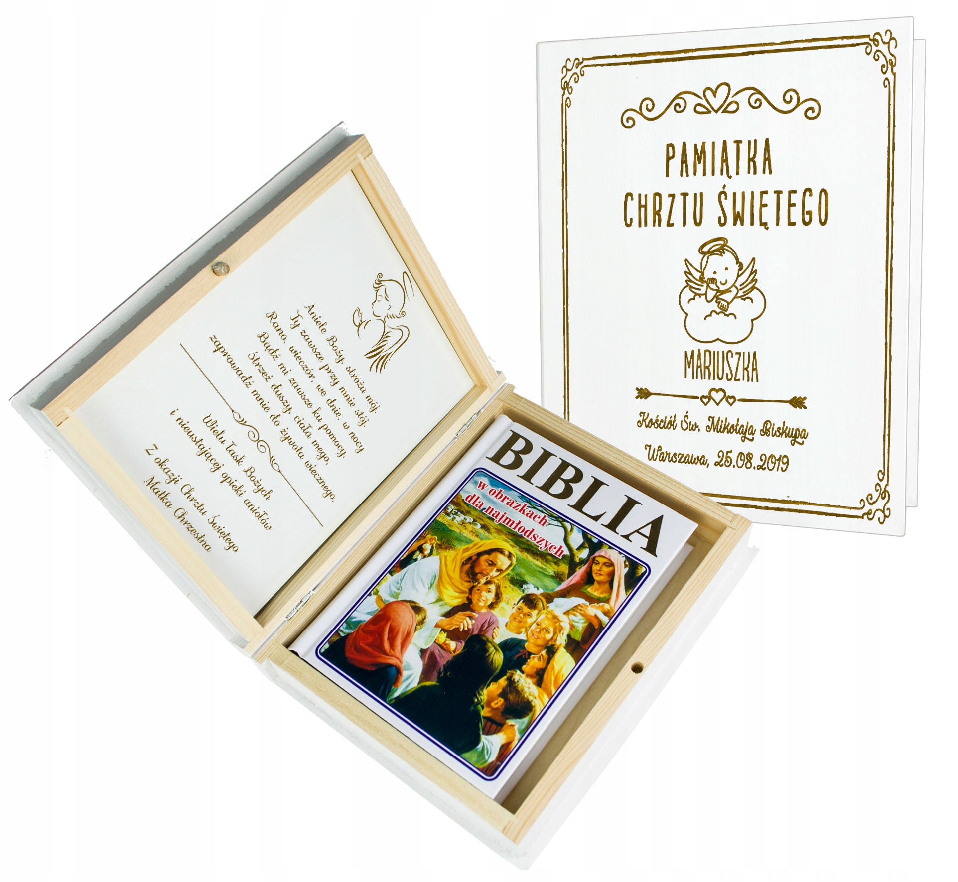 

Białe Pudełko Chrzest Z Grawerem Z Biblią