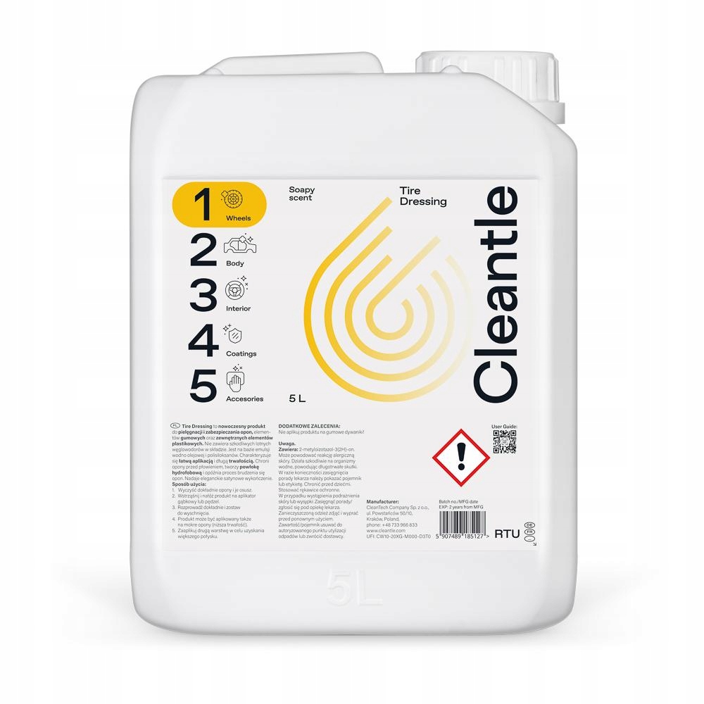 Cleantle Tire Dressing 5L Dressing Na Opony
