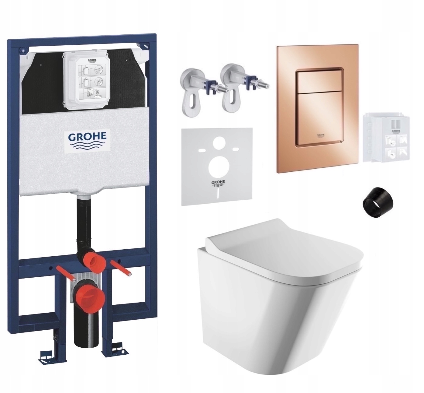7v1 Podomietkový Wc set, rošt Grohe Slim Wc miska Rim Omnires tlačidlo